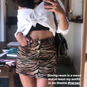 Topshop Tiger Print Denim Skirt